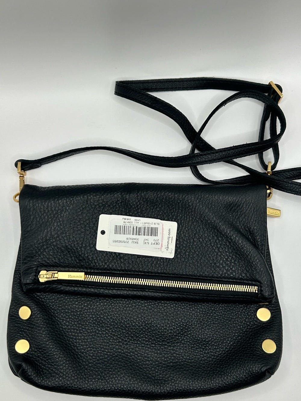 Hammitt Black Leather VIP Crossbody with Gold Brushes Hardware